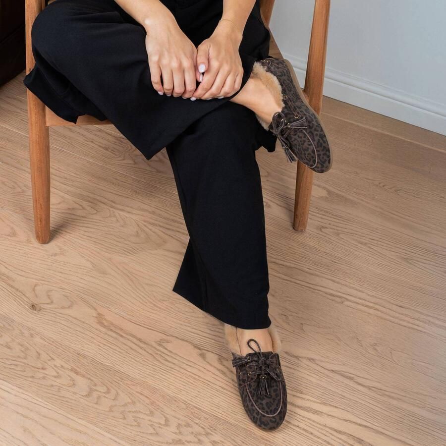 Poelman suède bootschoenen met panterprint bruin zwart - Foto 3