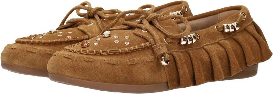 Poelman suède mocassins met studs cognac - Foto 3