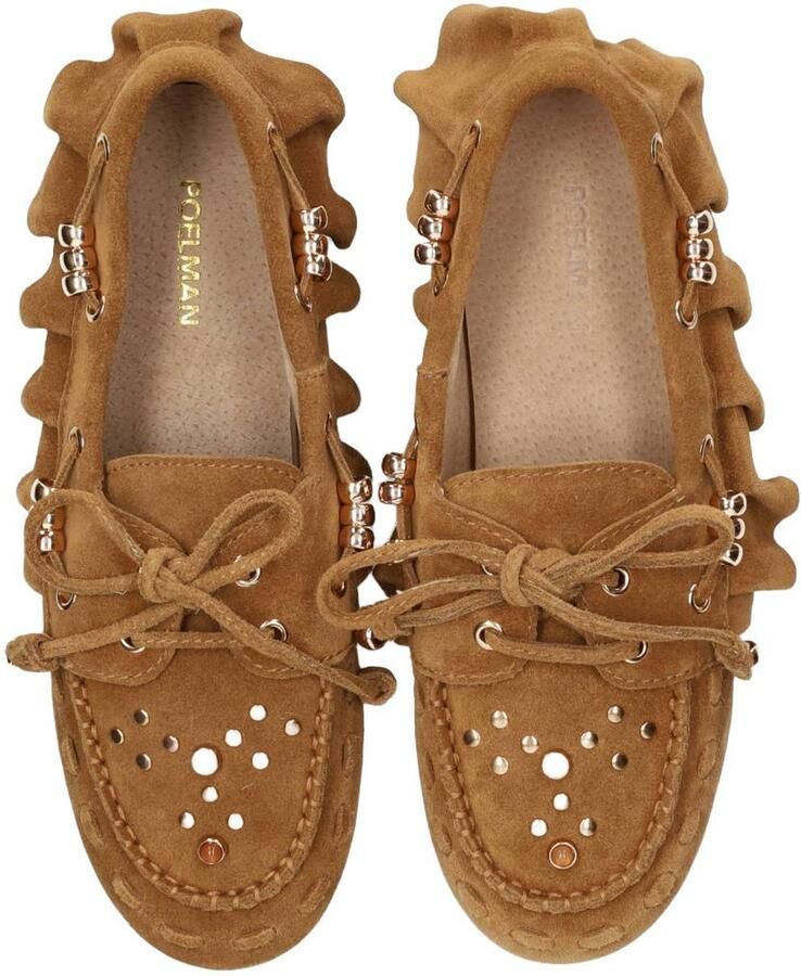 Poelman suède mocassins met studs cognac - Foto 2