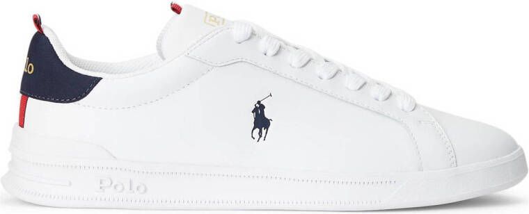 POLO Ralph Lauren Heritage Court leren sneakers wit blauw rood