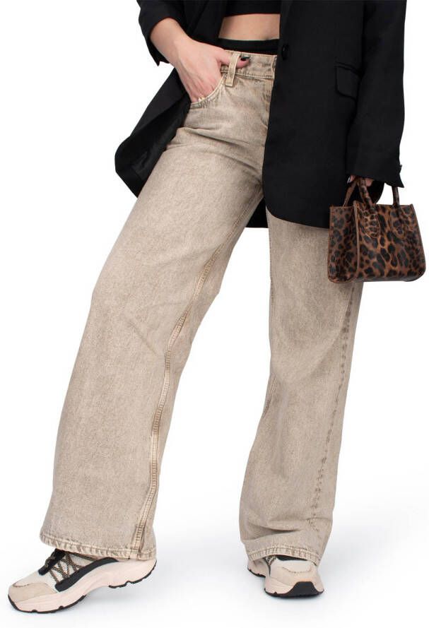 POSH by Poelman AYOKI Dames Sneakers Beige Met Zwart Combinatie