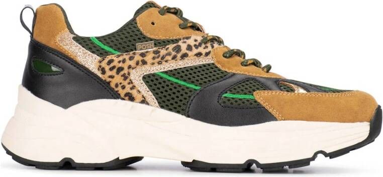 POSH by Poelman Ayoki chunky sneakers zwart camel