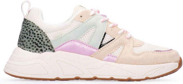 POELMAN C18582X9PSH23 Beige Pink Green Beige Mesh Lage sneakers Dames