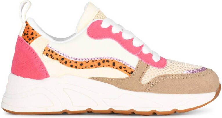 POSH by Poelman CAROCEL Dames Sneakers Beige met combinatie