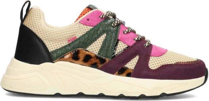 POSH by Poelman CAROCEL chunky sneakers met panterprint beige paars