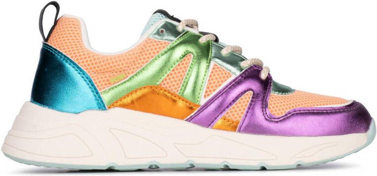 POELMAN Multi sneaker Plumb Salmon Green Blue Roze Mesh Lage sneakers Dames