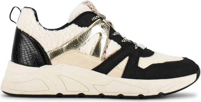 POSH by Poelman CAROCEL Imitatieleren Sneakers Zwart met combinatie