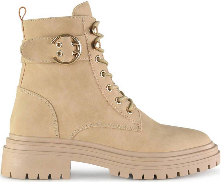 PS Poelman POSH by Poelman Cato veterboots met siergesp beige