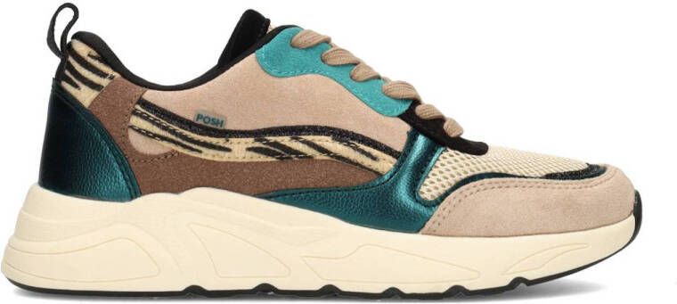 POSH by Poelman CHARLIE Dames Sneakers Beige met combinatie