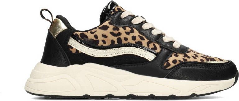 POSH by Poelman CHARLIE chunky sneakers met panterprint zwart beige