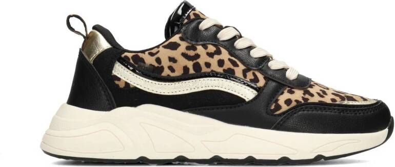 POSH by Poelman CHARLIE chunky sneakers met panterprint zwart beige