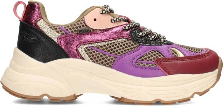 POSH by Poelman chunky sneakers paars bruin