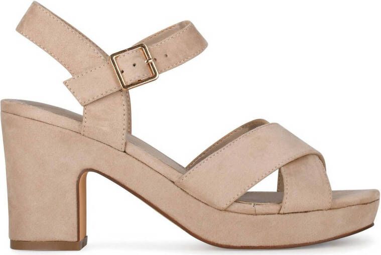 POELMAN C0118-15PSH sandaal sand Beige Suedelook Sandalen met hak Dames