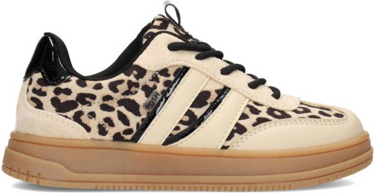 POSH by Poelman Nala sneakers met panterprint beige zwart