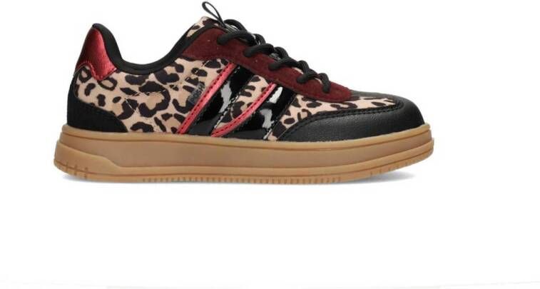 POSH by Poelman Nala sneakers met panterprint zwart beige rood