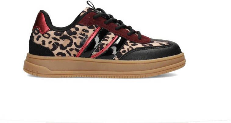 POSH by Poelman Nala sneakers met panterprint zwart beige rood