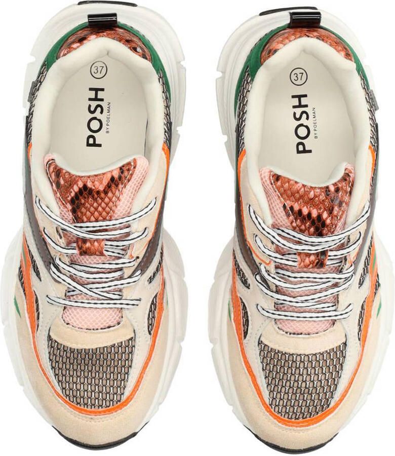 POSH by Poelman ALICE Dames Sneakers Beige Met Groen Combinatie - Foto 2