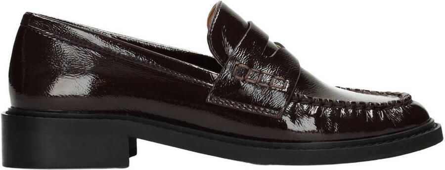 POSH by Poelman Bella lakleren loafers met blokhak bordeaux