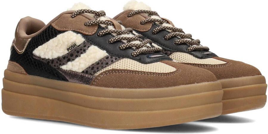 POSH by Poelman Bodie sneakers met teddy ecru zwart bruin - Foto 3