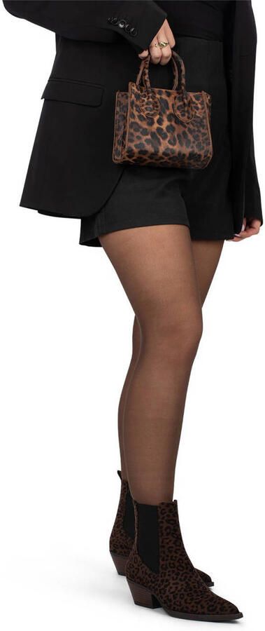 POSH by Poelman Carmen suède cowboylaarzen met panterprint cognac