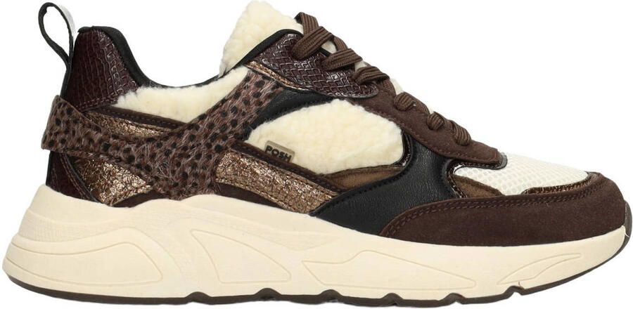 POSH by Poelman Caro chunky suède sneakers bruin ecru