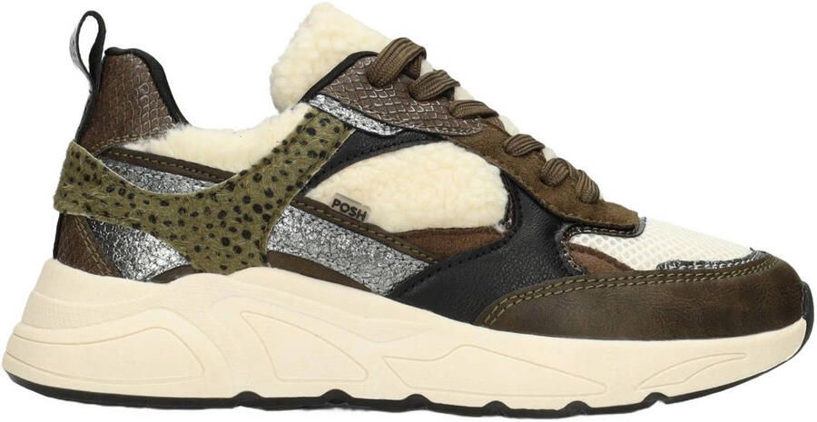 POSH by Poelman CARO Dames Sneakers Groen met combinatie