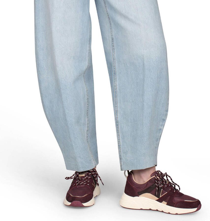 POSH by Poelman Carocel imitatieleren sneakers aubergine
