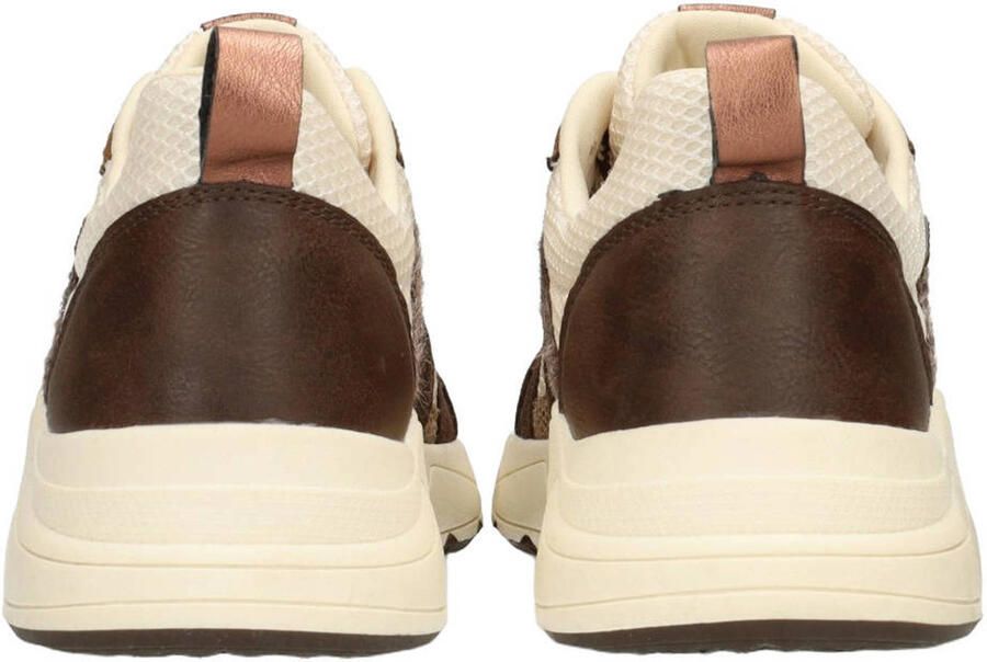POSH by Poelman Carocel imitatieleren sneakers donkerbruin ecru - Foto 2