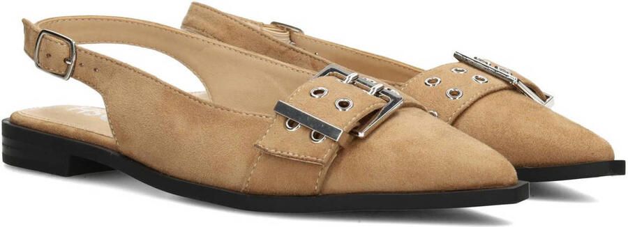 POSH by Poelman Cecile suède slingback loafers met siergesp beige - Foto 3