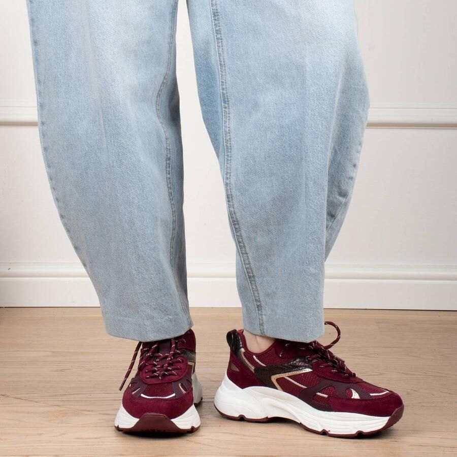 POSH by Poelman Ayoki Dames Sneakers Bordeaux met combinatie