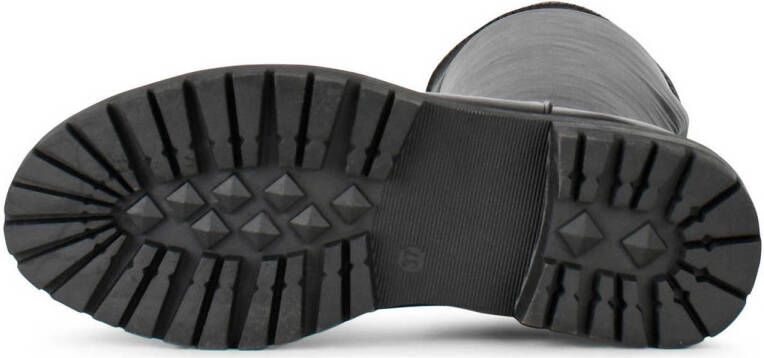 PS Poelman Dames CYBELE PU Imitatieleren Stretch Hoge Laarzen met Stoere Profielzool en Rits Zwart - Foto 2