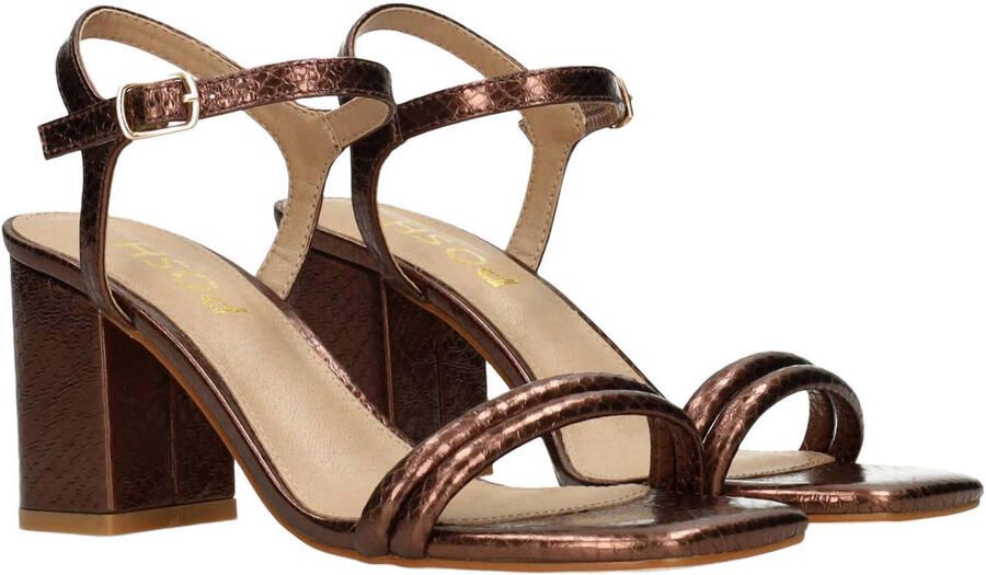 POSH by Poelman Emily imitatieleren sandalen met blokhak bruin - Foto 3