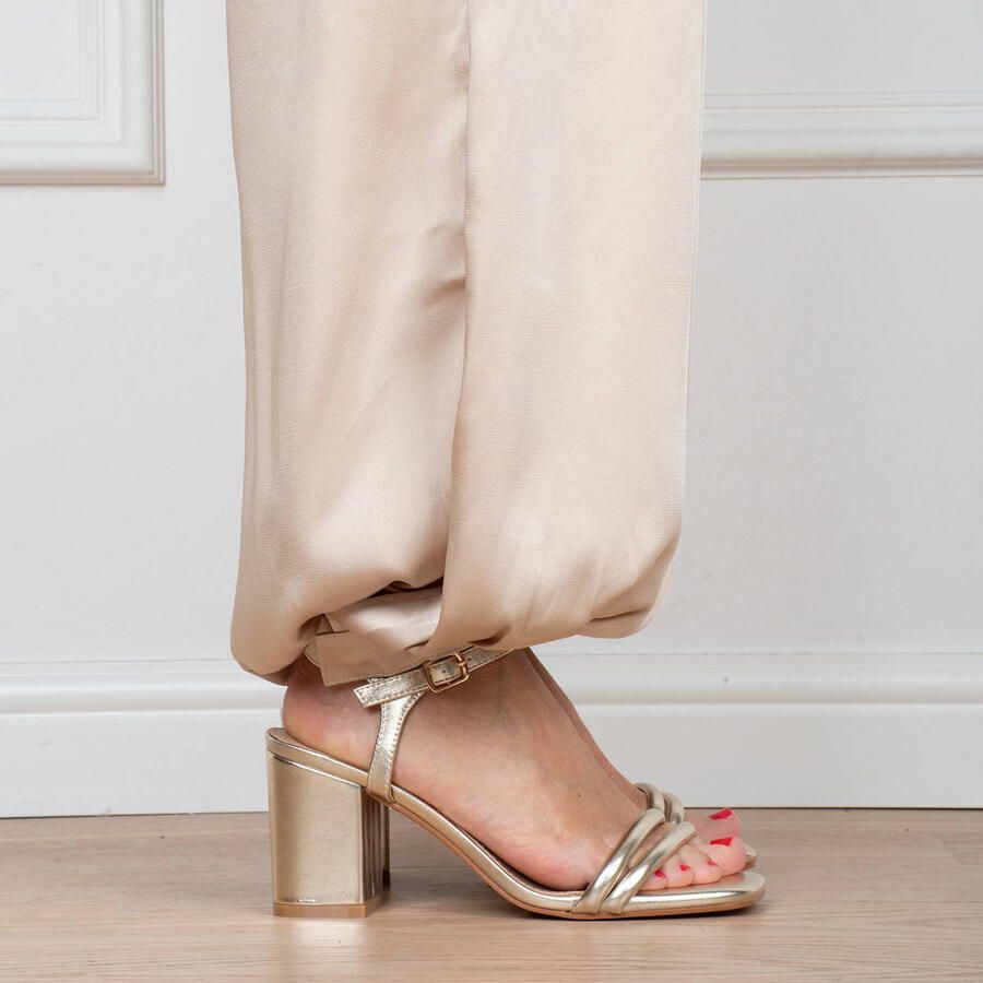POSH by Poelman Emily imitatieleren sandalettes met blokhak goud - Foto 2