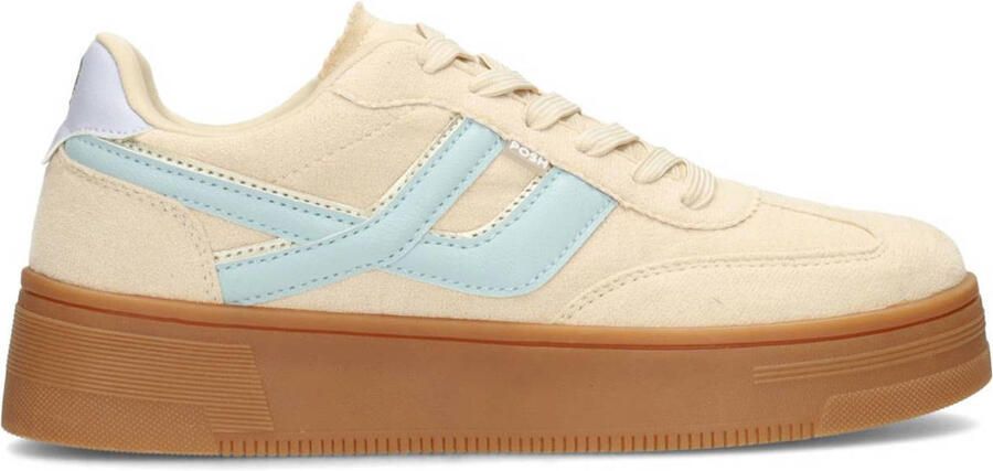 POSH by Poelman GEORGIA Dames Sneakers Beige met mint combinatie