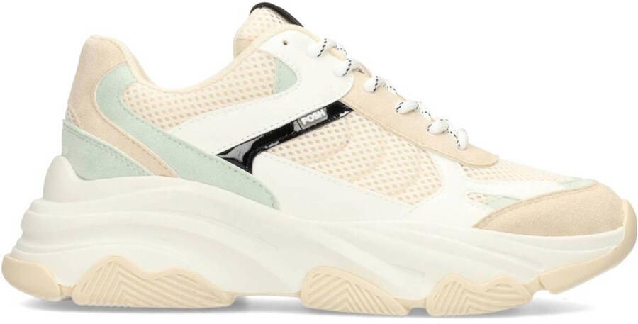 POSH by Poelman GIGI Dames Sneakers Wit met groene combinatie