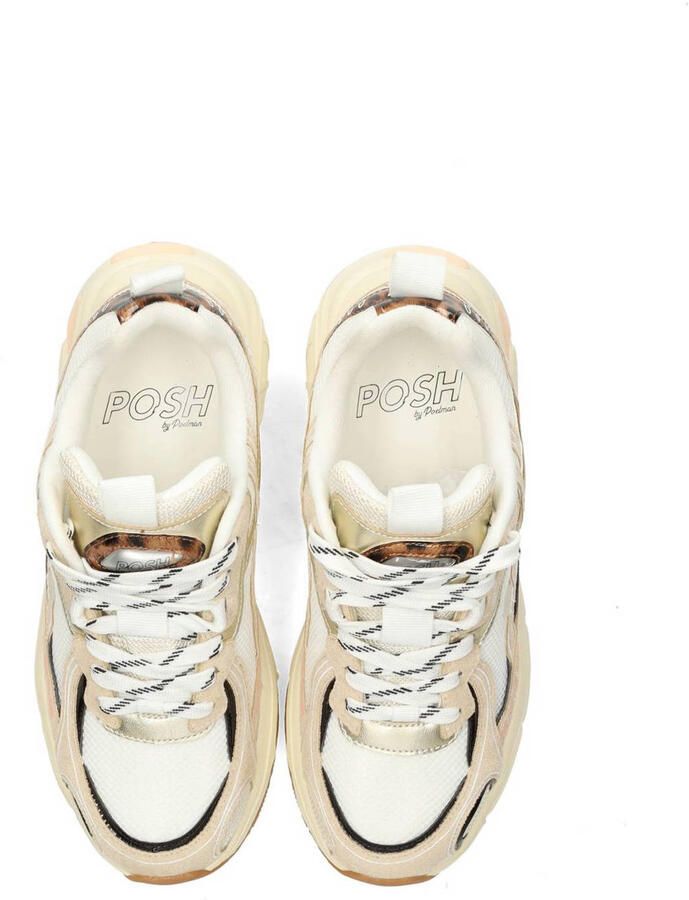POSH by Poelman HARPER Dames Sneakers Wit met gouden combinatie - Foto 2