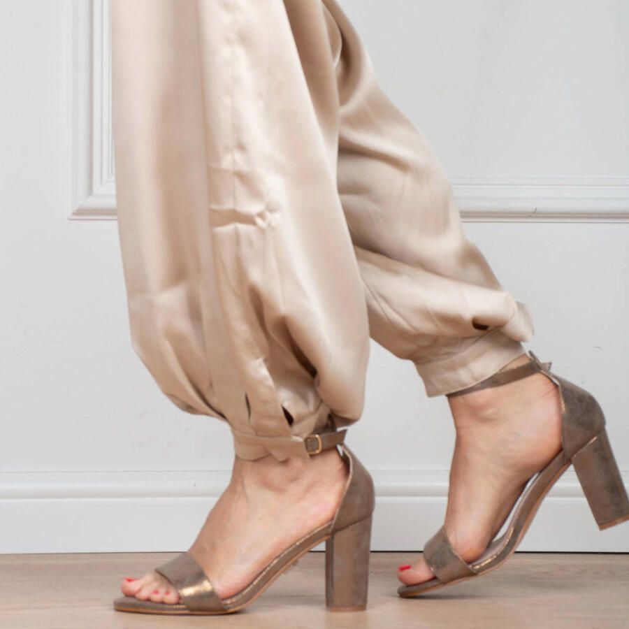 POSH by Poelman Laurie imitatieleren sandalen met blokhak brons - Foto 3