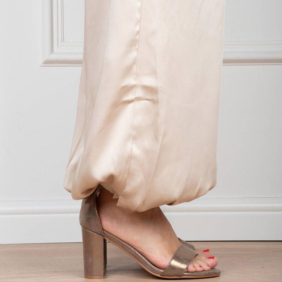 POSH by Poelman Laurie imitatieleren sandalen met blokhak brons - Foto 2
