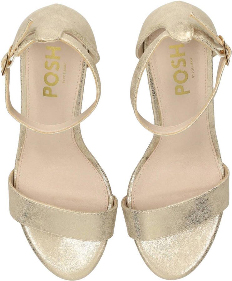 POSH by Poelman Laurie imitatieleren sandalettes met blokhak goud - Foto 3