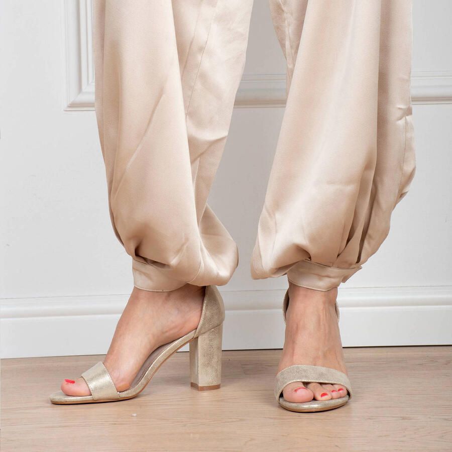 POSH by Poelman Laurie imitatieleren sandalettes met blokhak goud - Foto 2