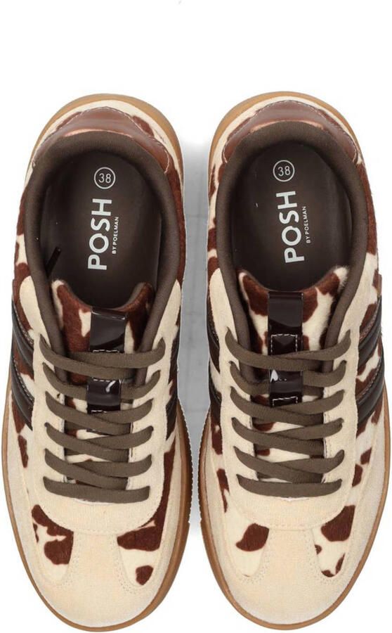 POSH by Poelman Lilly sneakers met koeienprint bruin ecru - Foto 2