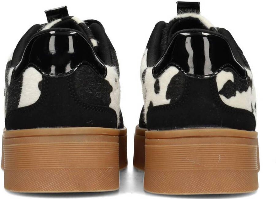 POSH by Poelman Lilly sneakers met koeienprint zwart wit