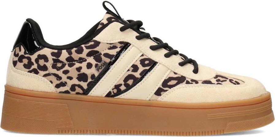 POSH by Poelman Lilly sneakers met panterprint beige zwart - Foto 3