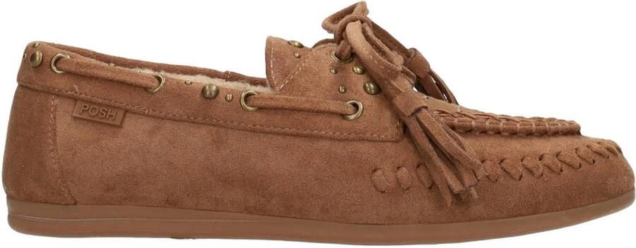 POSH by Poelman Mae suèdelook bootschoenen cognac