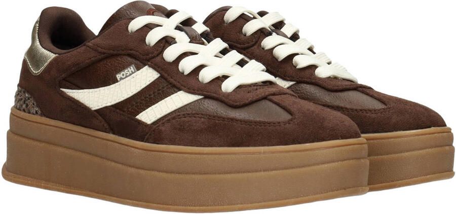 POSH by Poelman Millie leren sneakers bruin - Foto 3