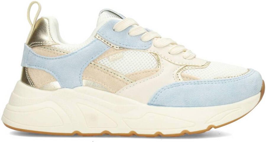 POSH by Poelman Rosie chunky sneakers ecru lichtblauw