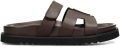 POSH by Poelman Sandalen met riem 'SCOTTIE' donkerbruin - Donkerbruin