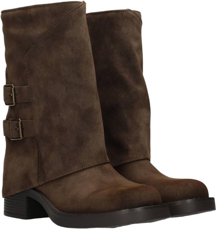POSH by Poelman Shanti bikerboots met blokhak donkerbruin - Foto 2