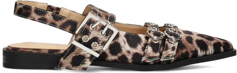 POSH by Poelman slingback loafers met panterprint beige zwart