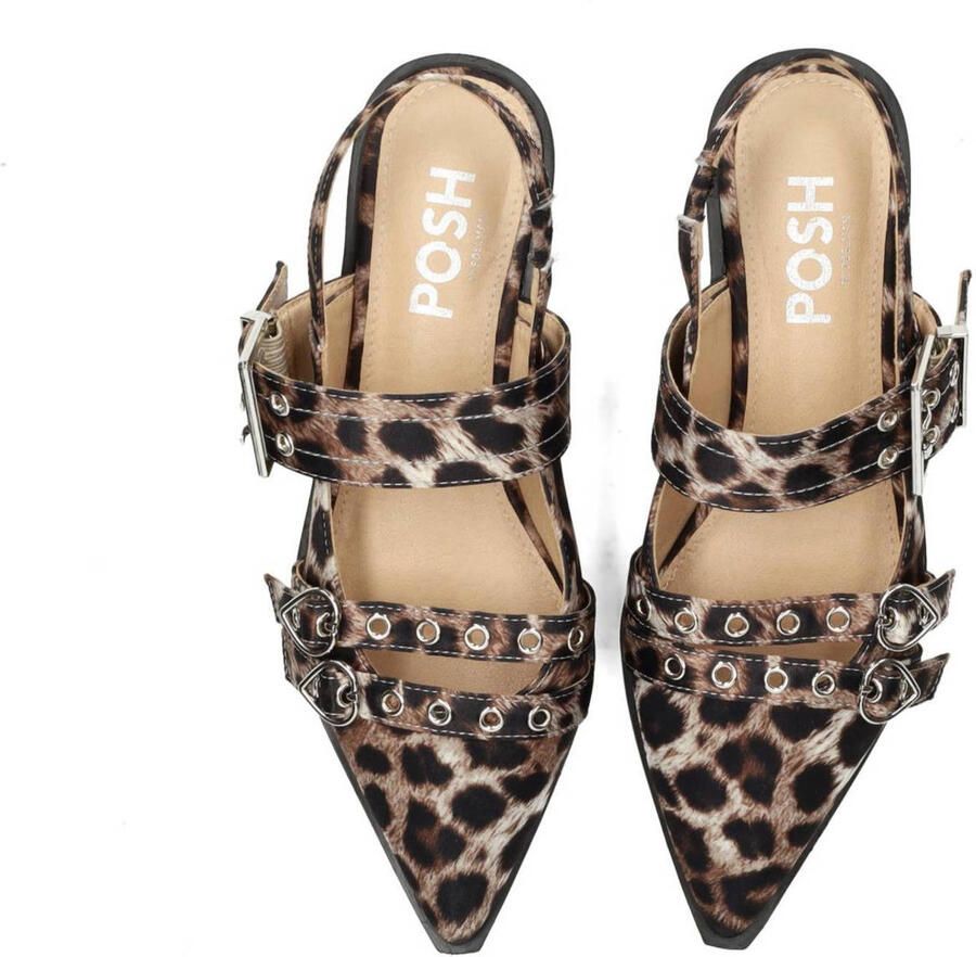 POSH by Poelman slingback loafers met panterprint beige zwart - Foto 2
